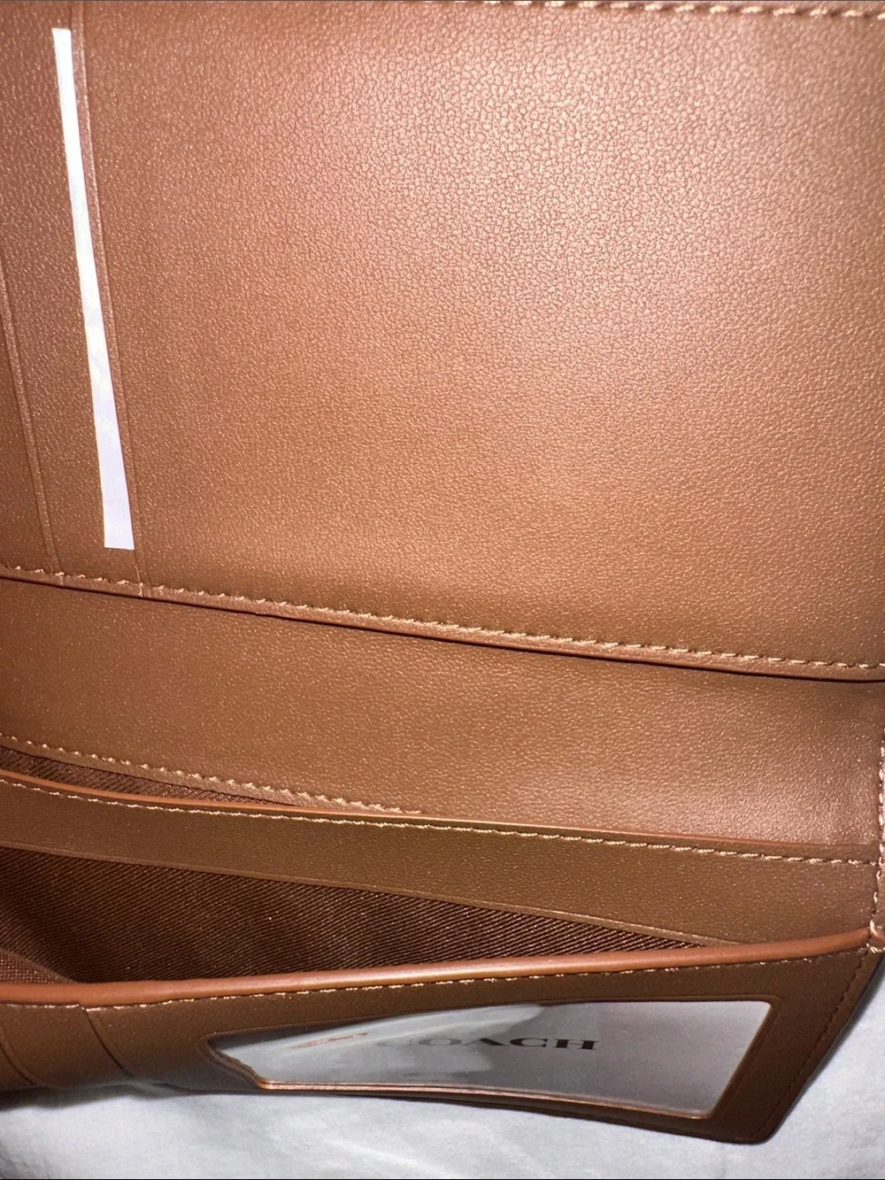 Coach Brown Signature Canvas Wallet with Tan Leather Flap